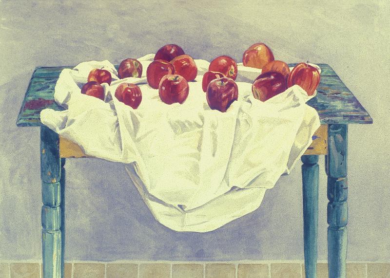 Table, Red Apples, White Cloth 80 22 x 30.jpg